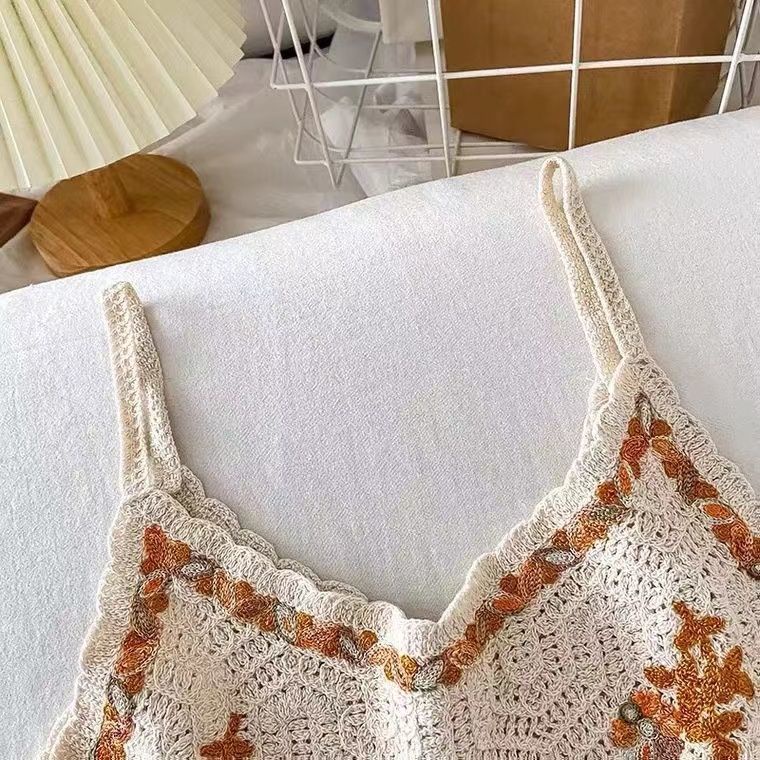 Áo Dệt Kim Không Tay Thêu Họa Tiết Thời Trang Mùa Hè Hàn Quốc Mới Cho Nữ