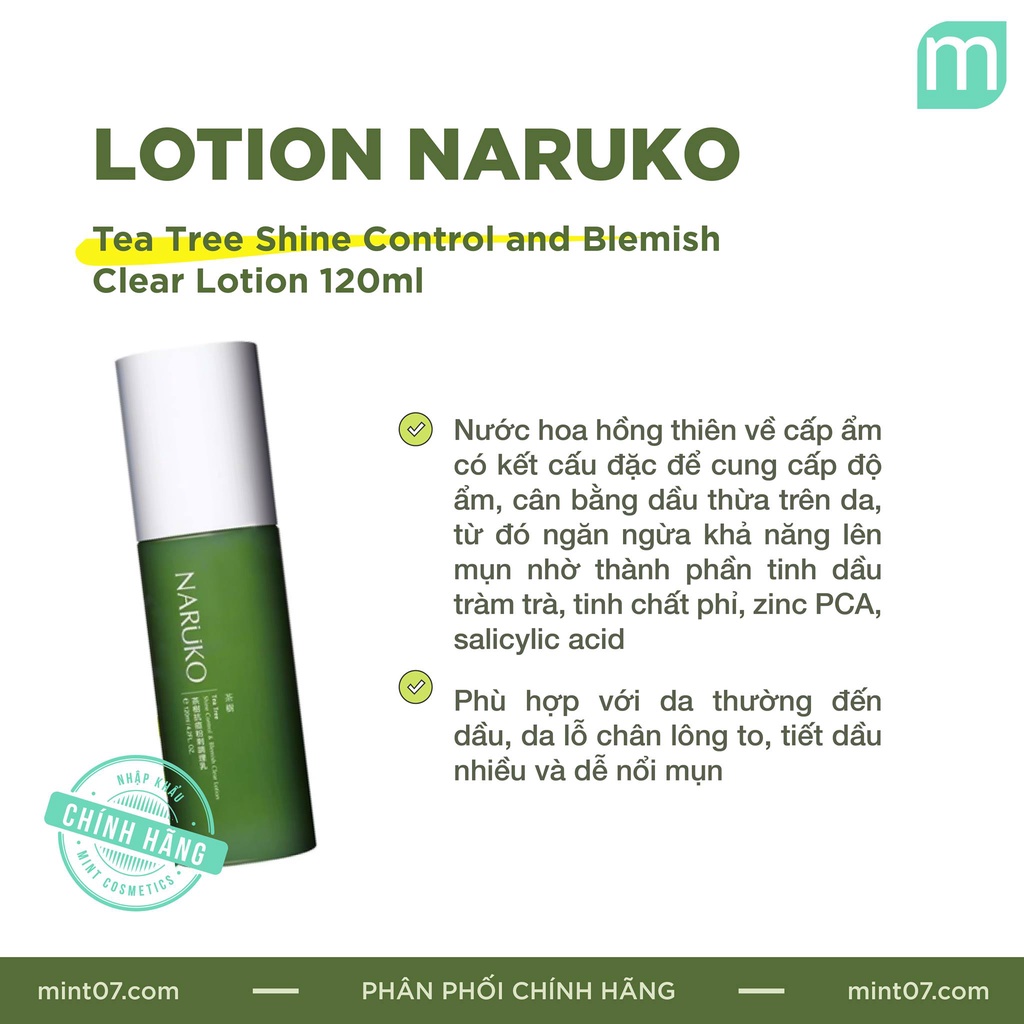 Nước hoa hồng Naruko Tea Tree 120ml (dạng lotion)