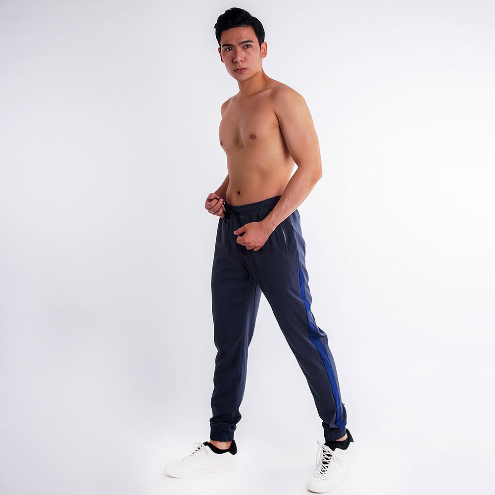 Quần jogger thể thao nam Runnavy cao cấp, vải gió chống nước co giãn chun gấu bó Thu Đông màu xanh ghi