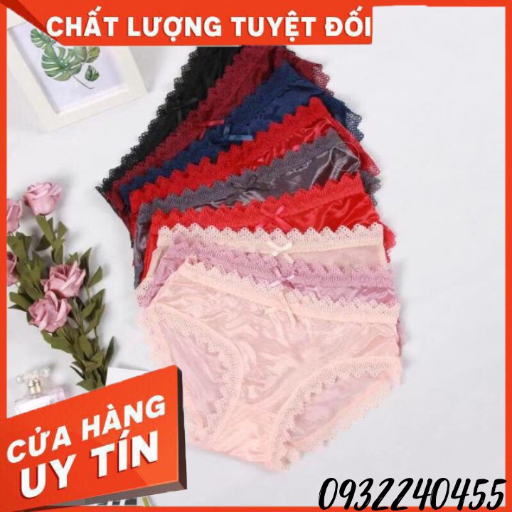 10 Quần Lót Lụa Bóng Phối Ren Cao Cấp Siêu Mềm #028 size 45-58kg
