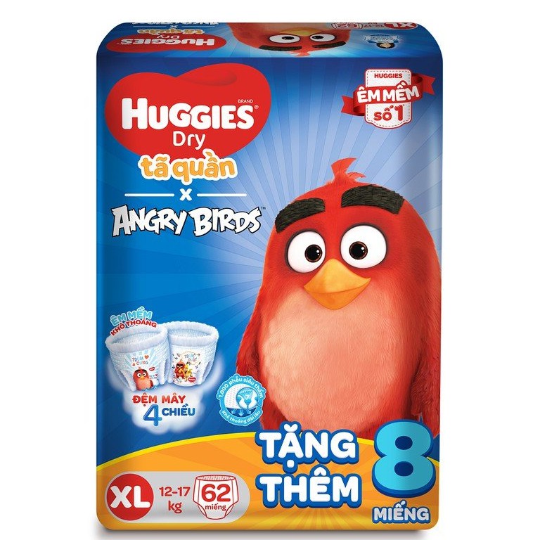 Tã Quần Huggies Phiên Bản AngryBird Limited L68/M74/XL62/XXL56