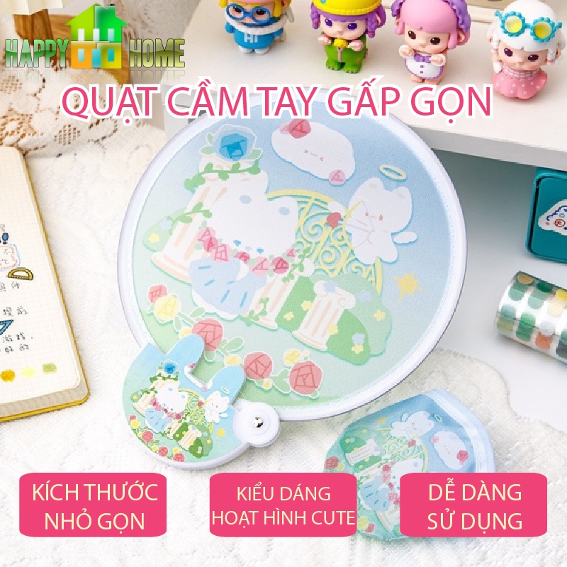 Quạt Gấp Gọn Tự Bung Hoạt Hình Bỏ Túi Siêu Tiện Lợi