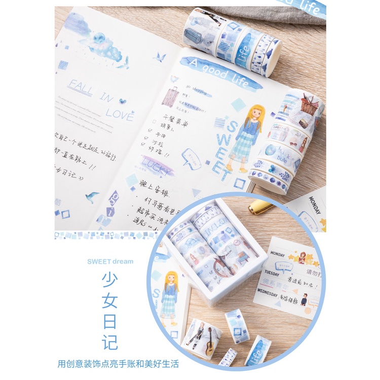 Set 10 Cuộn Băng Dính Nhiều Màu Sắc Đa Năng Tiện Dụng Trang Trí