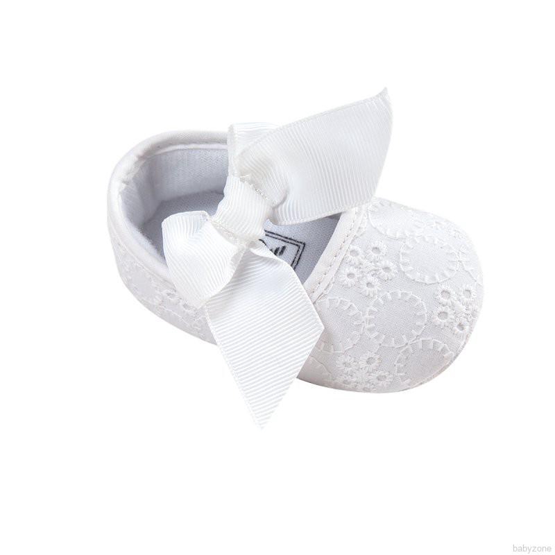 Đôi giày đế mềm đính nơ xinh xắn dành cho bé gái từ 0-18 tháng tuổi