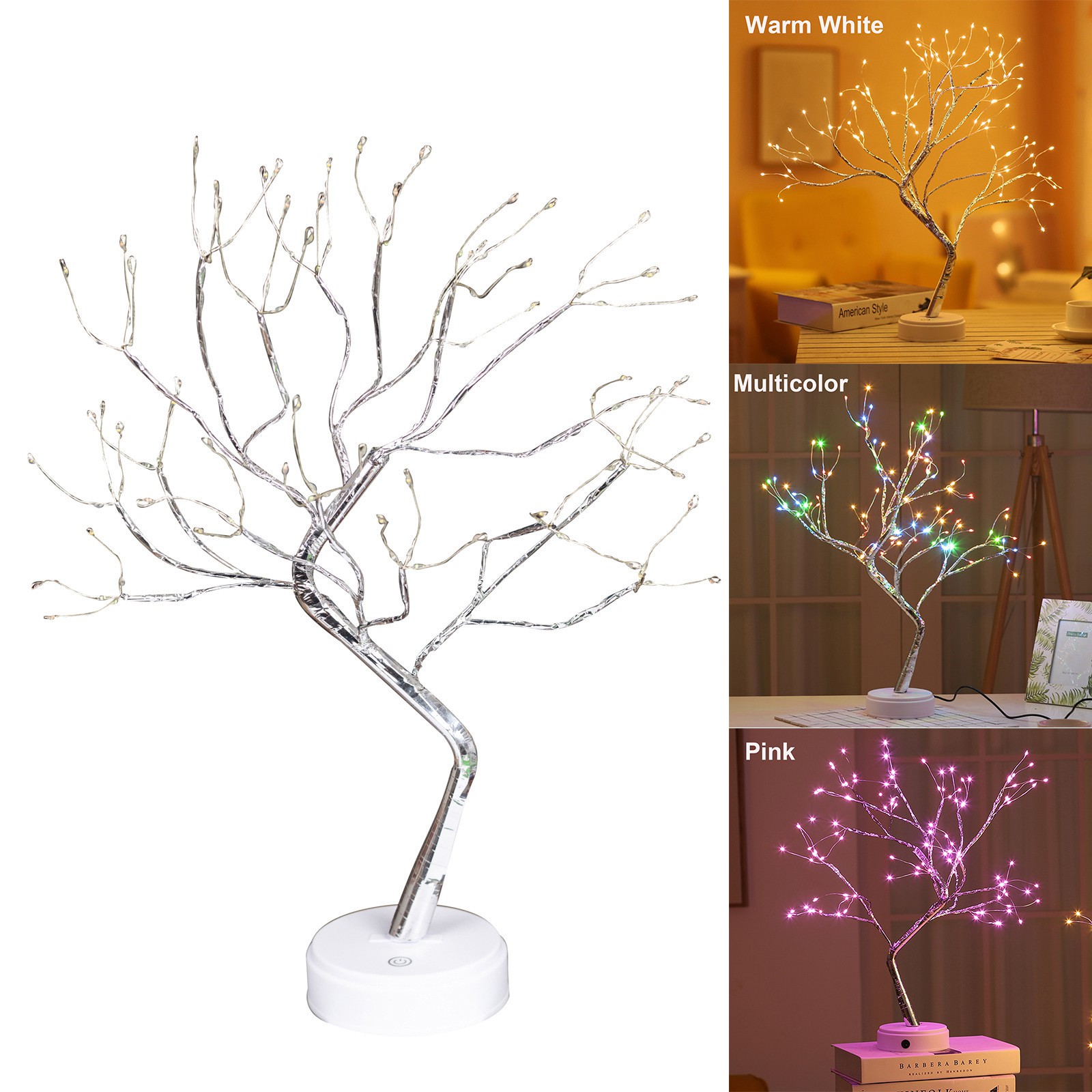 MAYSHOW Wedding Bonsai Tree Light Home Copper Wire String Lights 108 LEDS Night Light Indoor Decoration Party Desktop for Bedroom Battery/USB Operated Gypsophila Lights/Multicolor