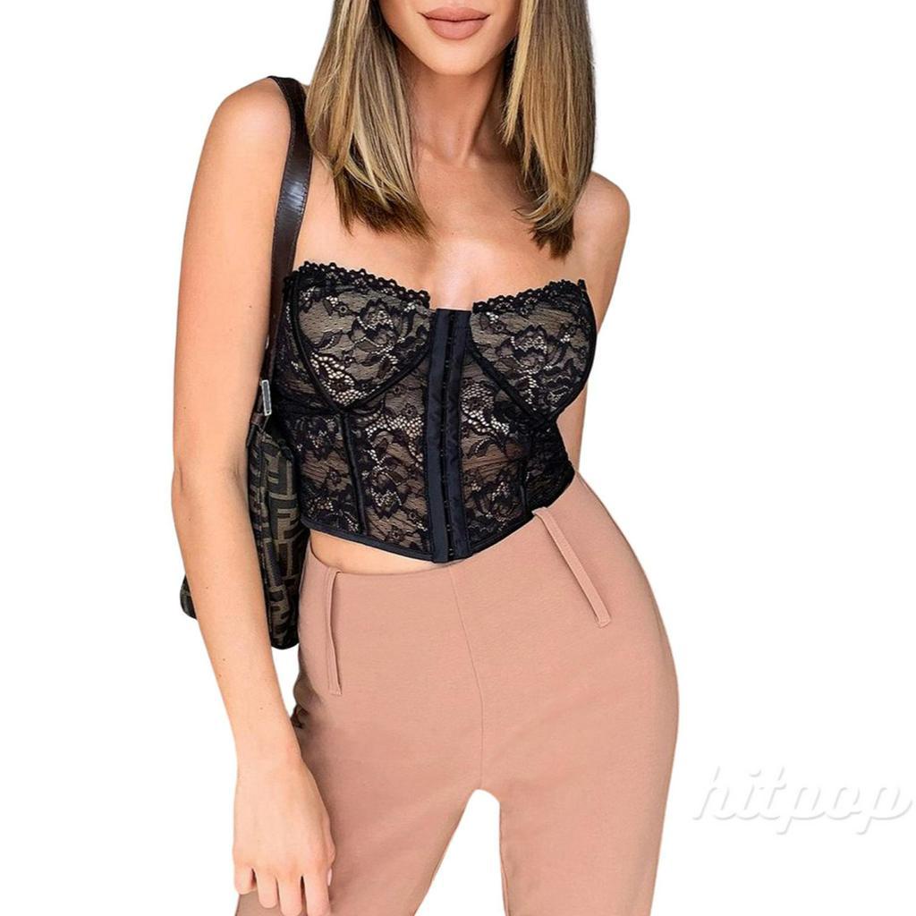 Áo Lửng Hai Dây Phối Ren Phong Cách Quyến Rũ Dành Cho Nữ