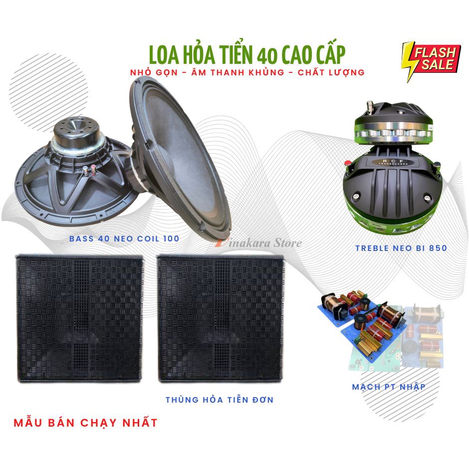 Combo loa hỏa tiển 40 đơn cao cấp, bass neo 40cm, treble neo, mạch phân tầng full + tặng 10 mét dây cao cấp