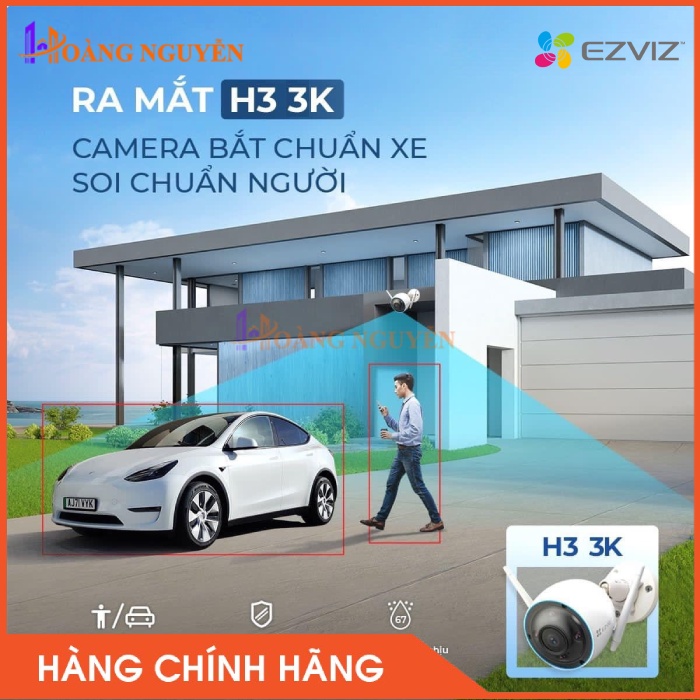 [NHÀ PHÂN PHỐI] Camera IP Wifi ngoài trời EZVIZ H3 3K, Phát hiện hình dạng người, ban đêm có màu, Chuẩn IP67
