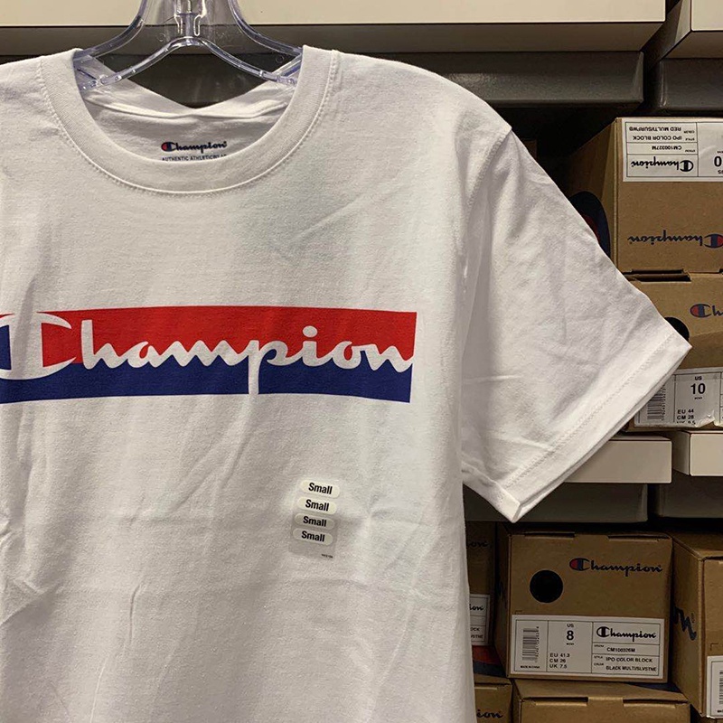 Áo Thun Cotton Ngắn Tay Cổ Tròn In Logo CHAMPION Trẻ Trung Cá Tính Cho Nam