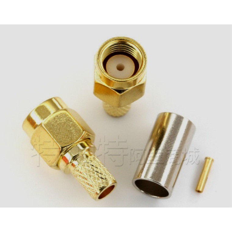 Đầu jack SMA RP-SMA thẳng vuông bóp cáp đồng trục RG58 RG142