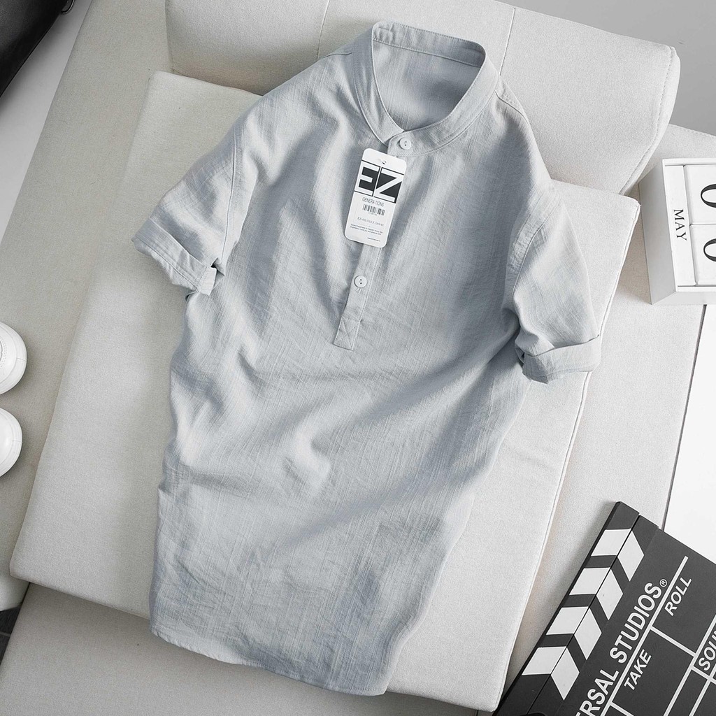 Áo Đũi Nam Cộc Tay Cổ Tàu Phong Cách Trẻ Trung Nam Tính Chất Liệu Đũi Nhẹ Thoáng Mát - AC92 - Xuongmaytrungkien | BigBuy360 - bigbuy360.vn