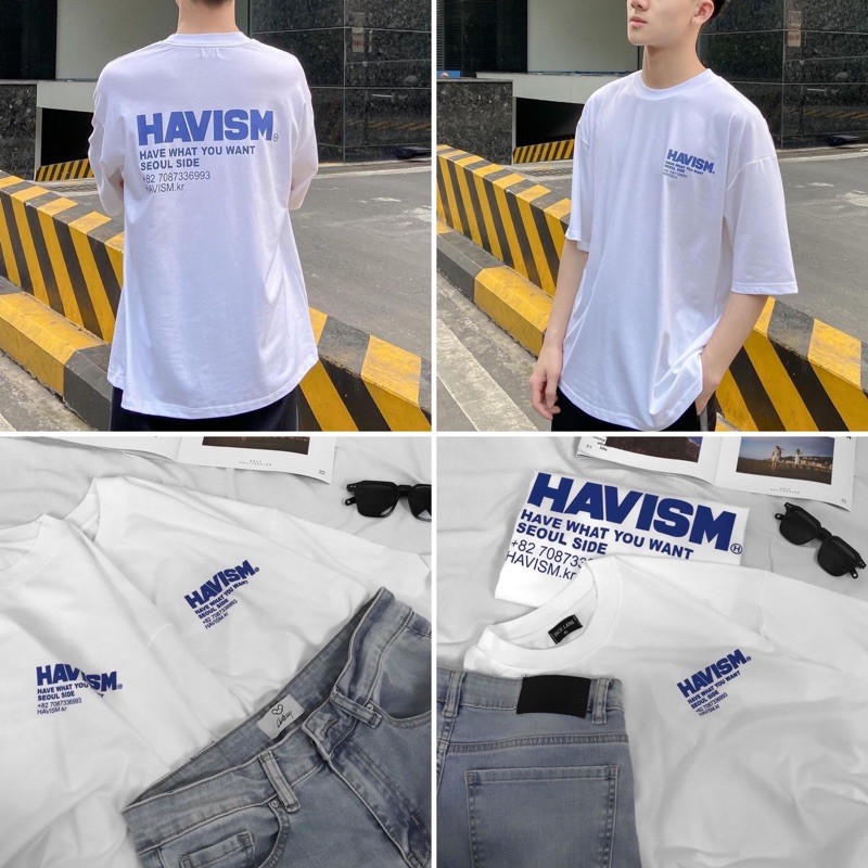 Áo thun Unisex tay lỡ HAVISM (Freeship ♥️) form rộng nam nữ chất cực xinh
