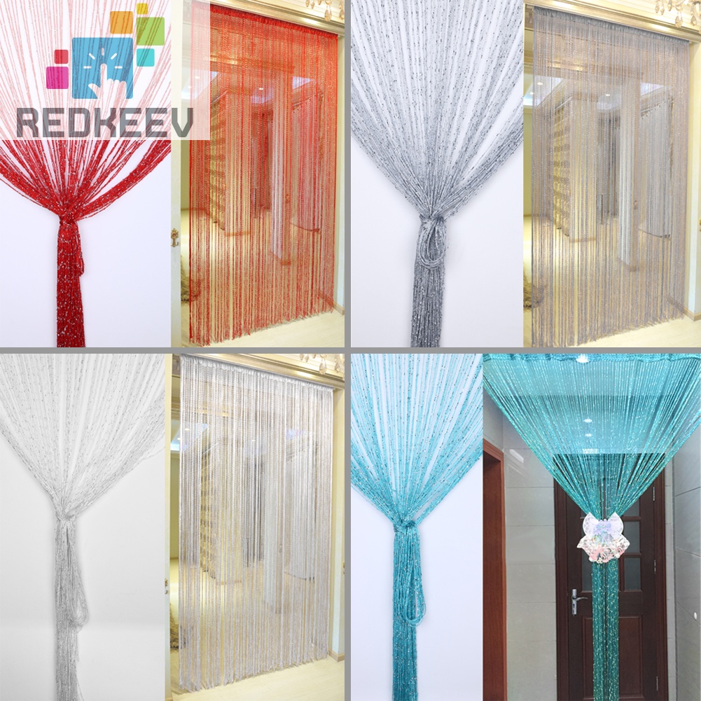 Rèm cửa sổ dây màu bạc trang trí nhà cửa 1*2m