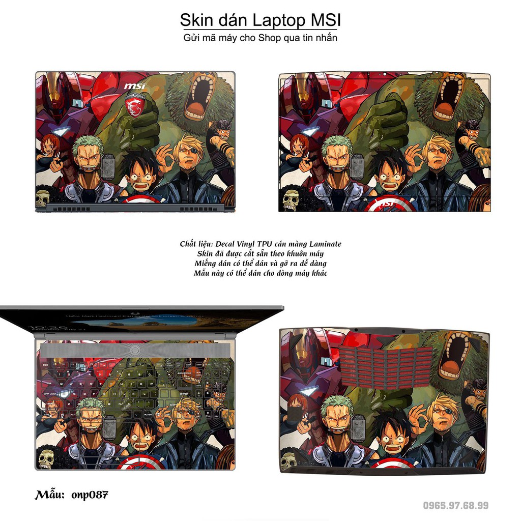 Skin dán Laptop MSI in hình One Piece _nhiều mẫu 7 (inbox mã máy cho Shop)