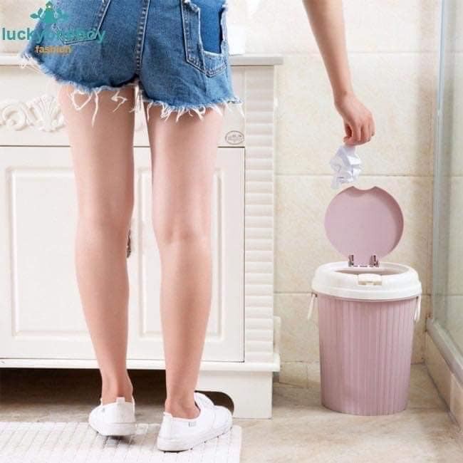 Thùng Rác Lật Đầu Tròn Lúa Mạch 40cm Có Quai Xách