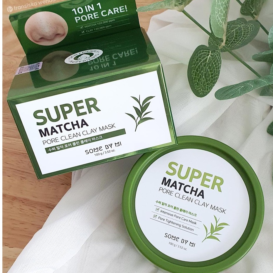 Mặt nạ đất sét Some By Mi se khít lỗ chân lông Super Matcha Pore Clean Clay Mask 100g