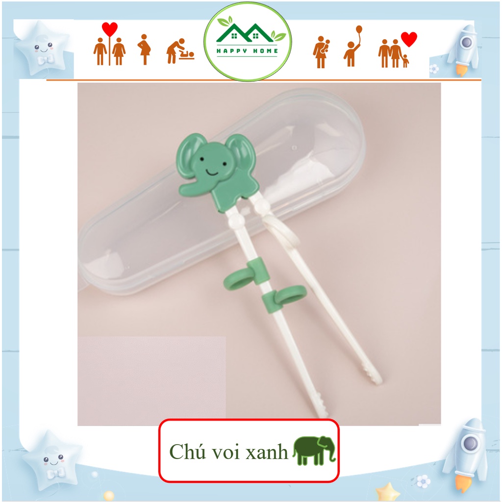 Đũa tập gắp, đũa ăn dặm xỏ ngón cho Bé yêu tập gắp đồ ăn kèm hộp đựng bảo quản