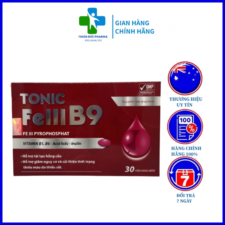 Viên Uống Tonic Felll B9 Bổ Sung Sắt, Acid Folic Cho Cơ Thể, Hỗ Trợ Tái Tạo Hồng Cầu