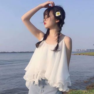Áo 2 dây bèo nhún tầng ulzzang