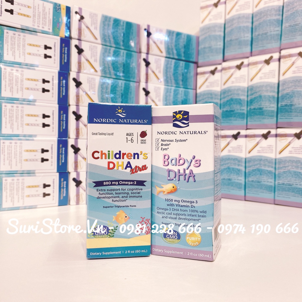 Baby DHA Drop - Nordic Naturals - Tổng hợp DHA 1050mg Omega 3,300 IU,Vitamin D3,60ml