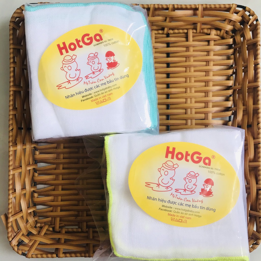 Khăn sữa 4 lớp HotGa cho bé sơ sinh kích thướt 25x25 cm