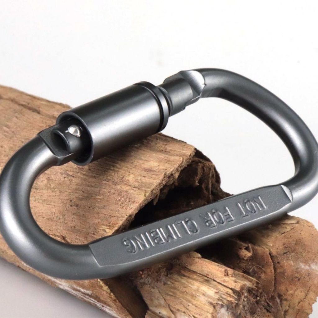 Móc Đa Năng Móc Khóa Nhôm Đi Phượt Carabiner Chữ D Khoá Xoay 8cm