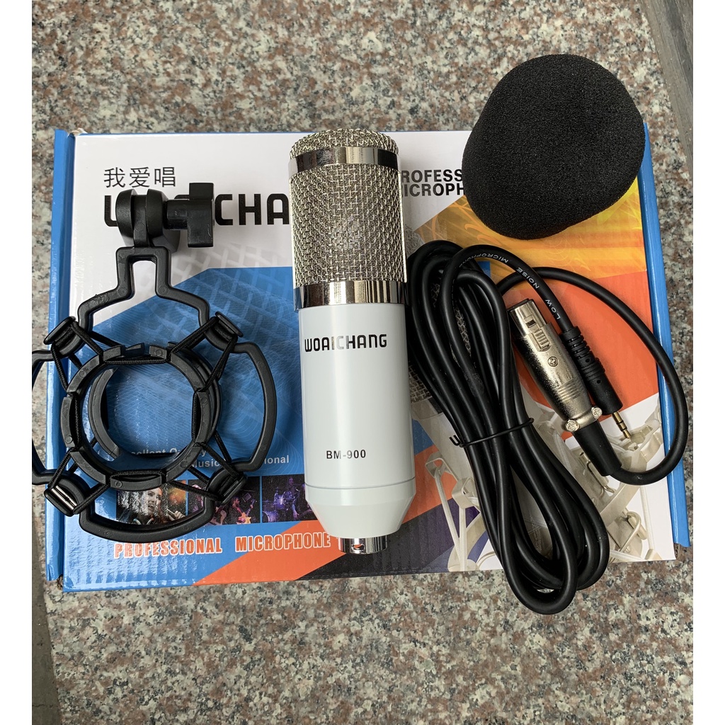 Micro Thu Âm Woaichang BM 900 trắng sữa được nâng cấp chất âm và độ nhạy