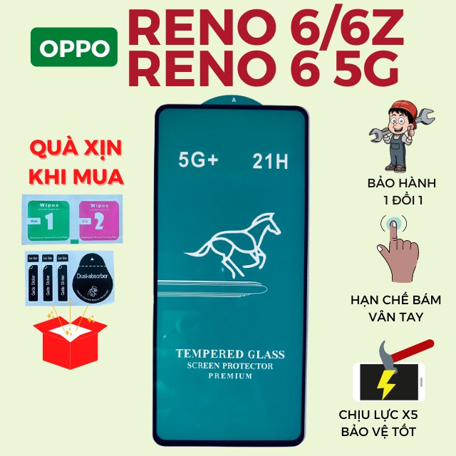 Kính Cường Lực Oppo Reno 6/Reno 6z/Reno 6 5G Full màn hình [MIHAMO SHOP]