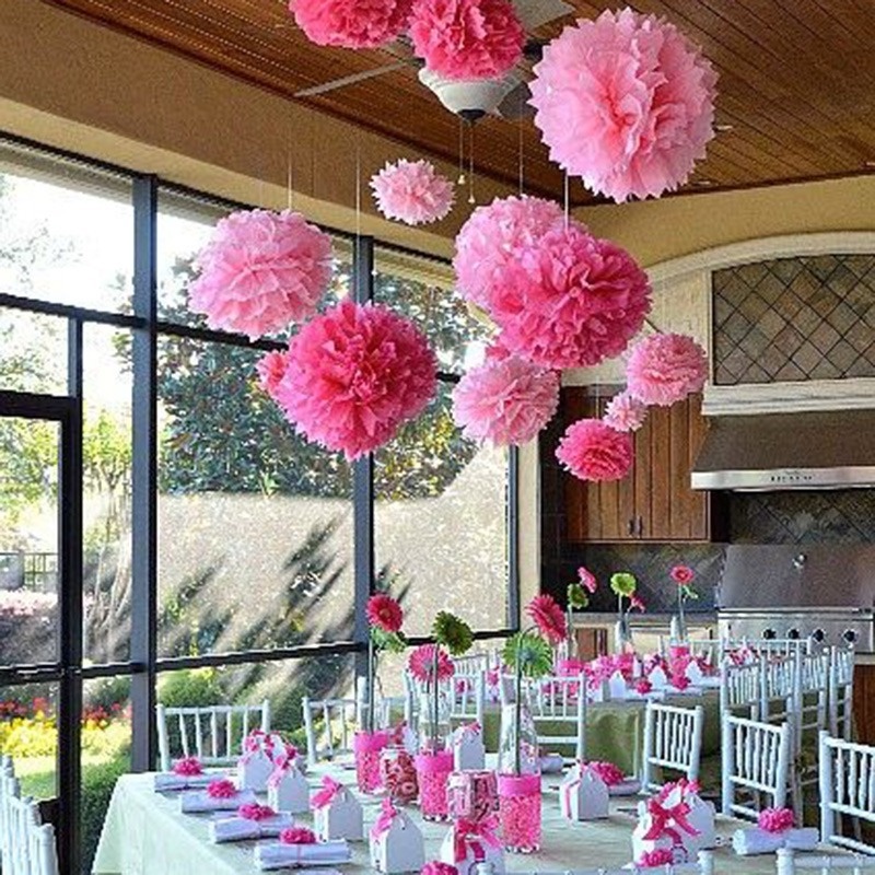 1 Quả Cầu Giấy Pom Pom Kích Thước 20 / 25cm Dùng Trang Trí Tiệc Sinh Nhật, Tiệc Cưới