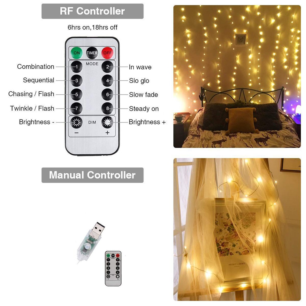 (Có Remote) Đèn Led Thả Rèm Mưa Rơi/ Thác Nước - Đèn Nháy Thả Mành, Trang Trí, Decor, Lễ tết, noel, sinh nhật