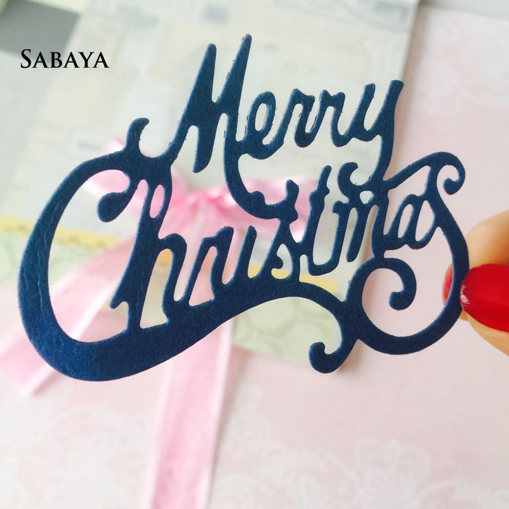 Khuôn cắt giấy bằng kim loại hình chữ Merry Christmas trang trí sổ lưu niệm tiện lợi