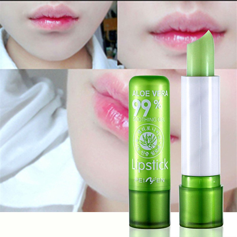 New Aloe Vera Natural Lip Balm Temperature Changed Color Lipstick Brighten Lip Tone Long Lasting Nourish Lips Care