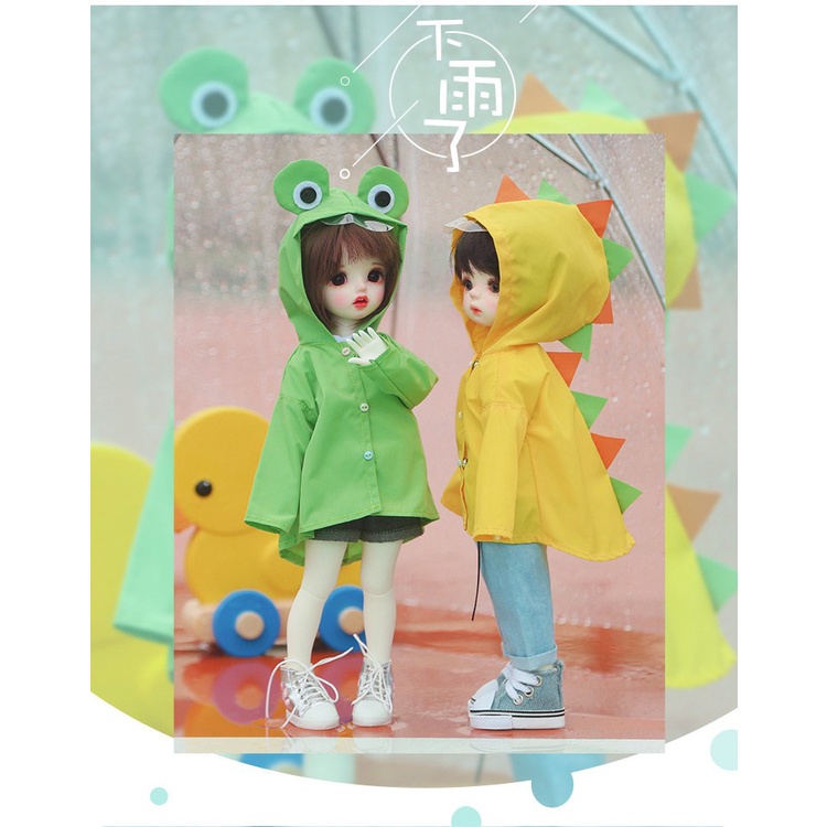 Áo Mưa Hình Chú Ếch Màu Xanh Lá Dễ Thương Bjd 6sub-doll Ob24 Tỉ Lệ 1 / 6