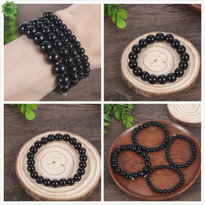 Vòng tay chuỗi hạt đá đen đơn giản thời trang thanh lịch