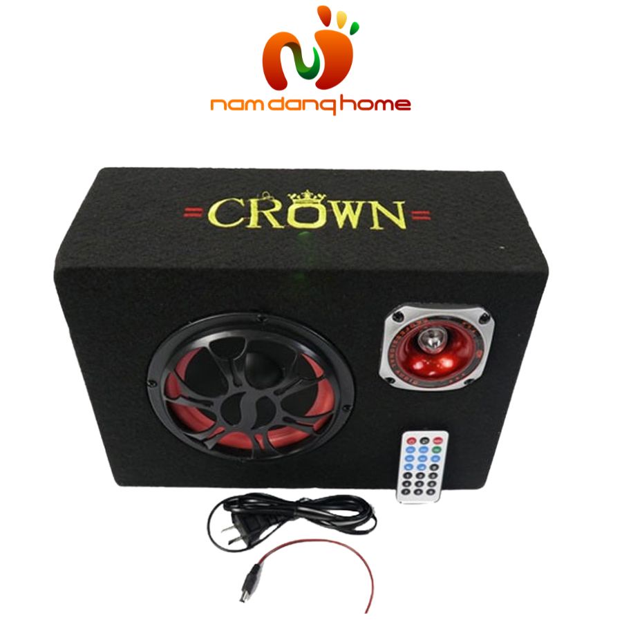 Loa Crown 8 vuông Bluetooth - Loa nghe nhạc chất liệu nhựa bọc nỉ sang trọng, công suất mạnh mẽ