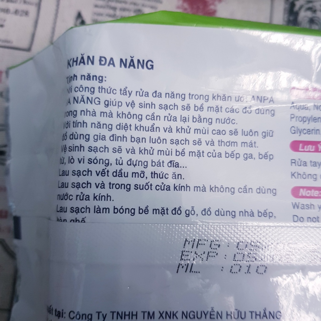 KHĂN LAU ĐA NĂNG ANPA 50 TỜ LỚN CÓ SẴN XÀ PHÒNG