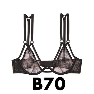 (Bill Mỹ - 32B/B70) - Áo lót đen lưới hoa, siêu sexy (87) không mút, Black Rose - Victoria's Secret USA