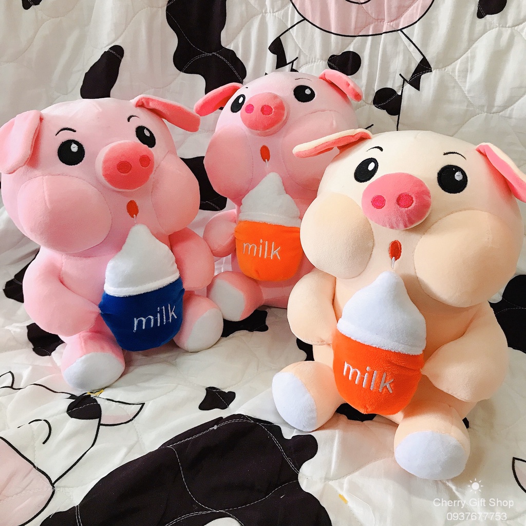 Gấu Bông Heo Hồng Ôm Bình Sữa Đáng iu Ảnh Thật Shop Chụp 40cm Vải Miniso Cực Xịn - Ảnh Thật Shop Chụp