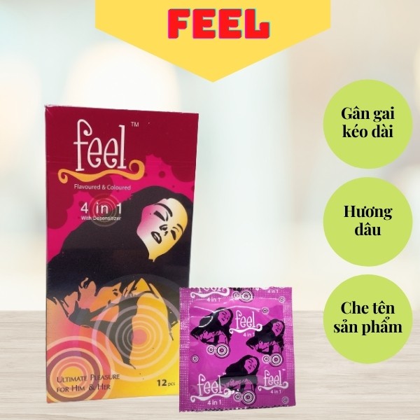 Bao Cao Su FEEL 4 IN 1 hộp 12c - Bi Gai - Kéo Dài Thời Gian Quan Hệ - Xuất Xứ Malaysia