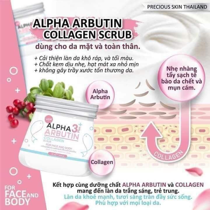 Alpha arbutin collagen ra loại mới tẩy tbào da chết dùng được cho cả face và body luôn