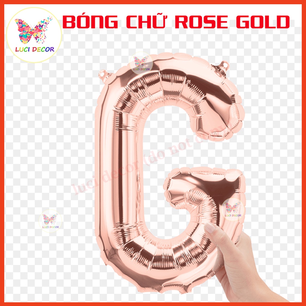 Bóng chữ rose gold ghép tên trang trí sinh nhật, trang trí phòng cưới màu hồng gold
