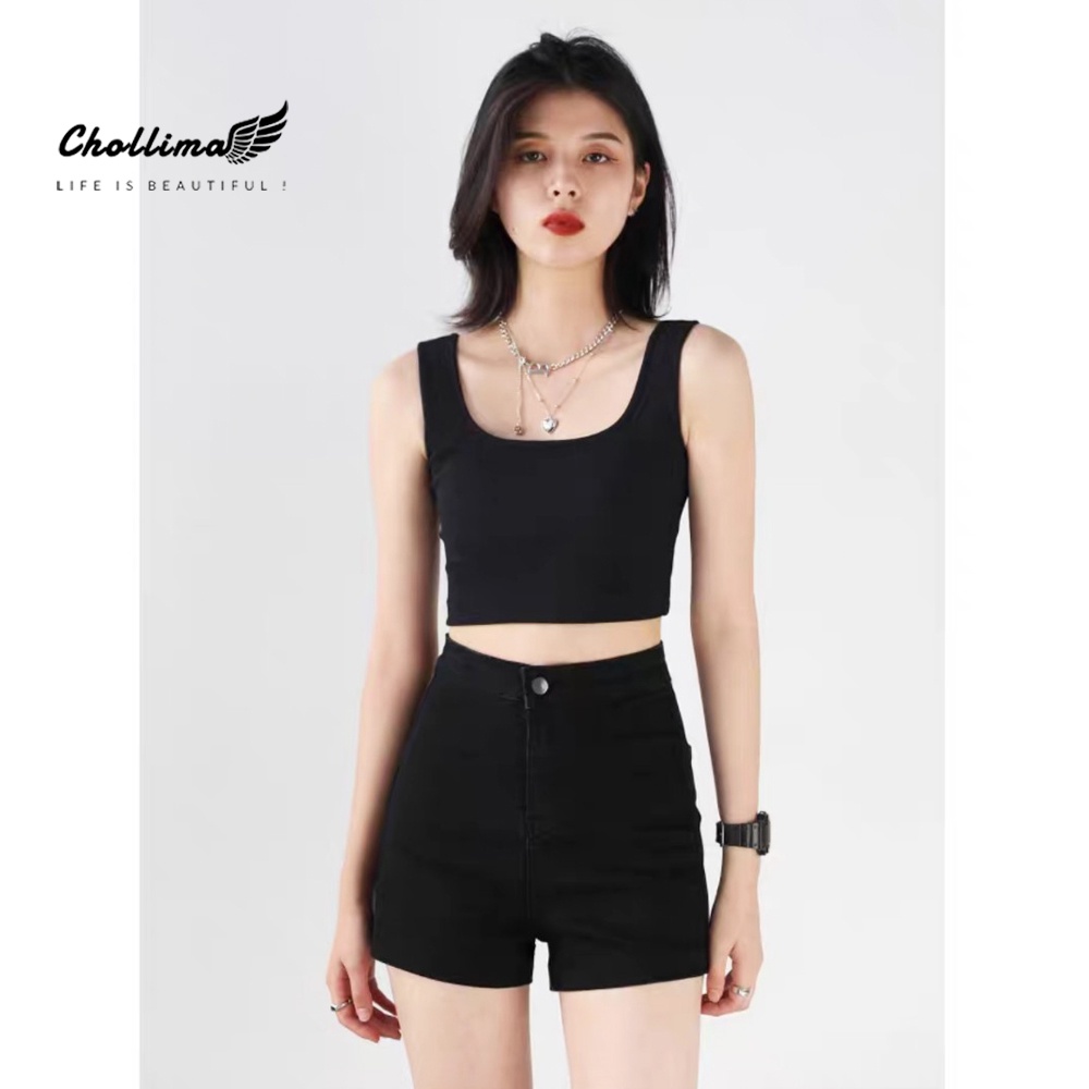 Quần short jean nữ co giãn Chollima không túi basic QS028 phong cách hàn quốc | WebRaoVat - webraovat.net.vn