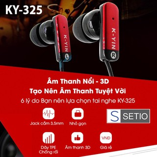 FREESHIP - Tai nghe nhét tai có dây 3DO có dây KY-325 chất âm Extra Bass dòng tai nghe Gaming