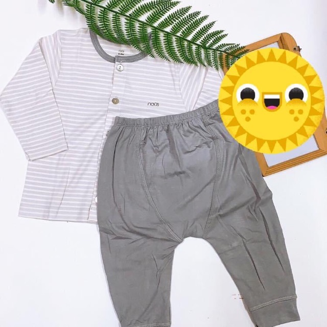 Bộ cài thẳng dài  nous mới petit kẻ xanh navy và kẻ đỏ cho bé