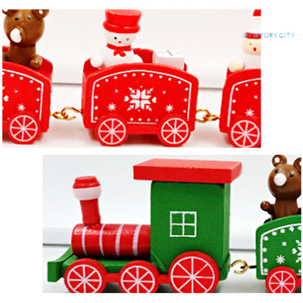 Mô Hình Tàu Lửa / Cây Thông / Gấu Tuyết Bằng Gỗ Sáng Tạo Dành Cho Bé