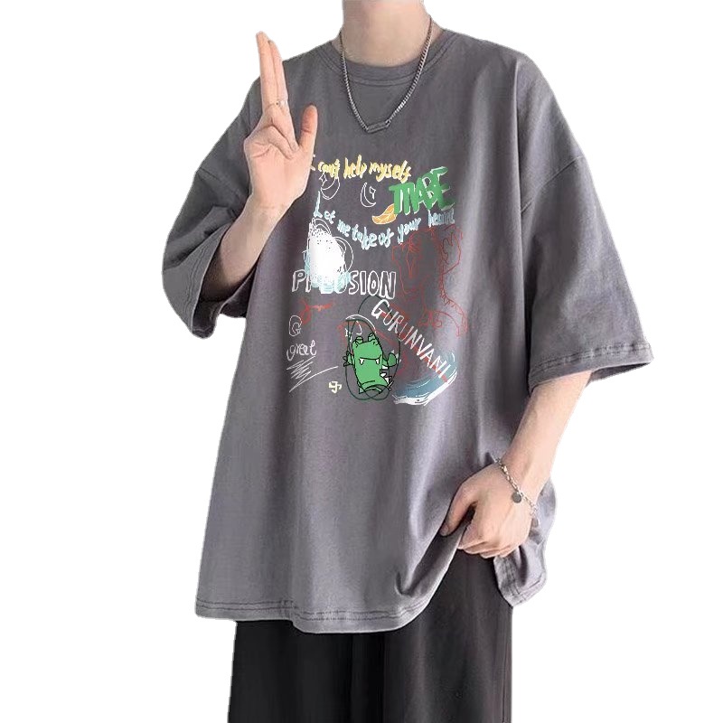 【M-8XL】Áo Thun Dáng Rộng Phong Cách Đường Phố Hip Hop Thời Trang Mùa Hè Giản Dị Dành Cho Nam Sinh