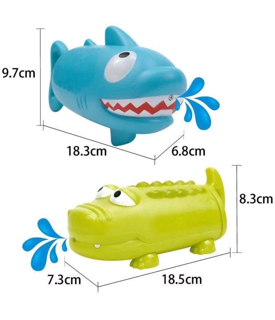 Ninikids: Phun nước hình cá sấu, cá mập, lợn hồng, đồ chơi tắm, đồ chơi nhựa cho bé