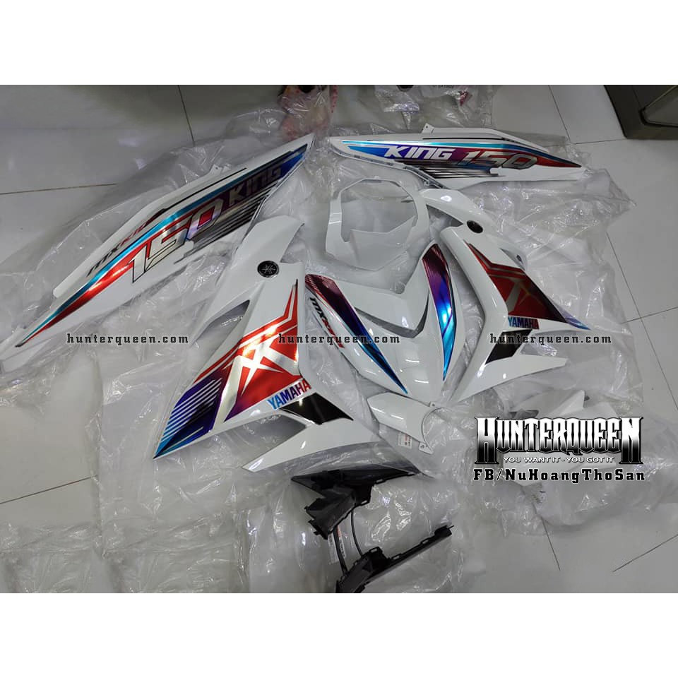 Tem Exciter 150, MX nhọn. Xe trắng. Chất liệu crom. Chỉnh sửa theo yêu cầu. Sắc nét, bền màu, chống nước