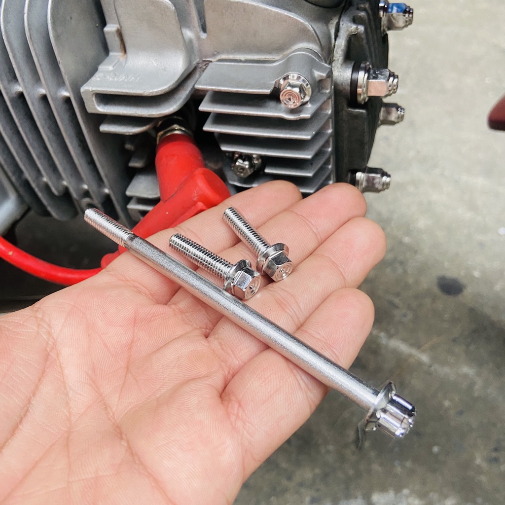 (CHUYÊN ỐC KIỂU XE MÁY) Bộ 10 chi tiết ốc SALAYA và tán SALAYA mẫu THÁI gắn đầu lòng xe WAVE, DREAM, trang trí xe sáng