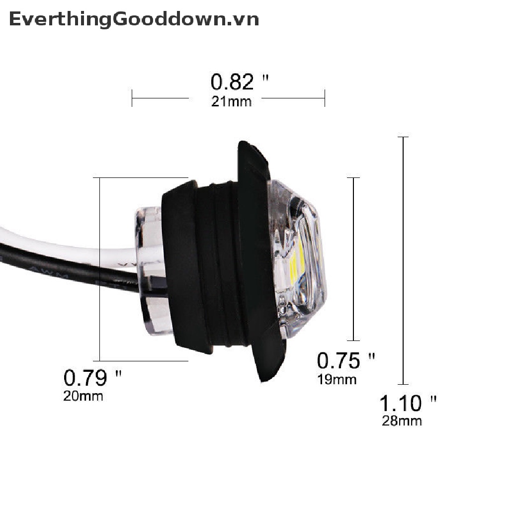 Everthinggooddown 1X 3 / 4 &quot;Đèn Đánh Dấu 3LED 12V Dạng Tròn Nhỏ Màu Vàng Hổ Phách